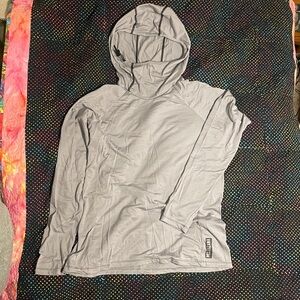 Melanzana Merino Base Hoodie womens L handmade USA very rare! Silver grey & soft